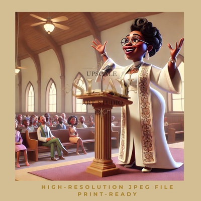 She Preaches Power – Digital Church Lady Art Print