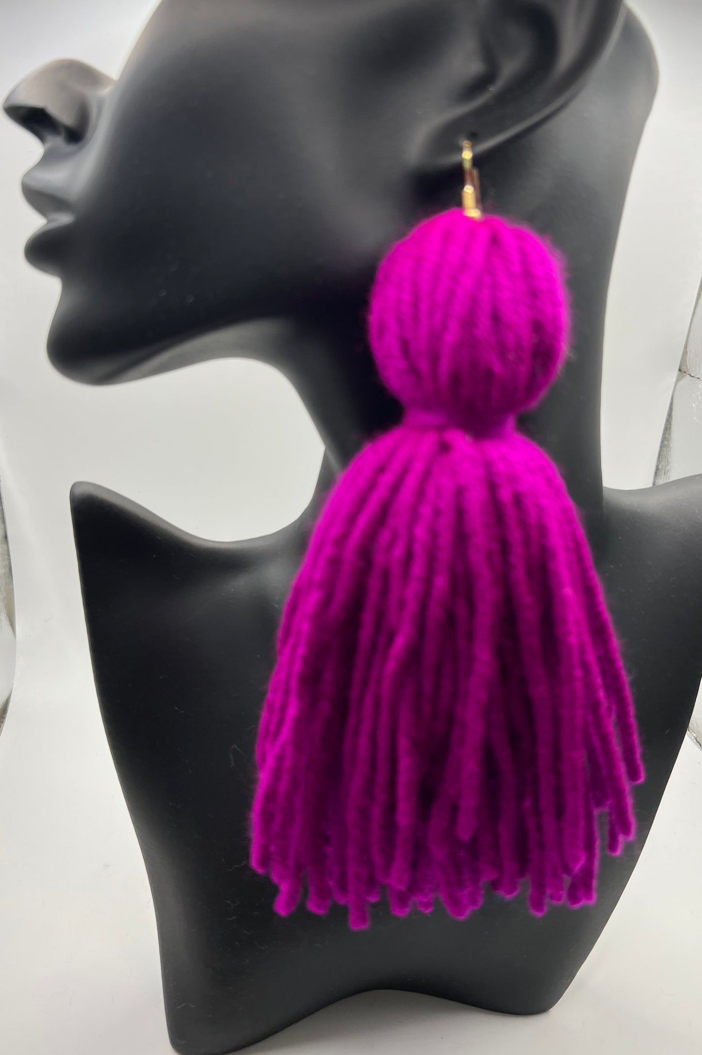 Magenta Luv Yarn Tassel Earring