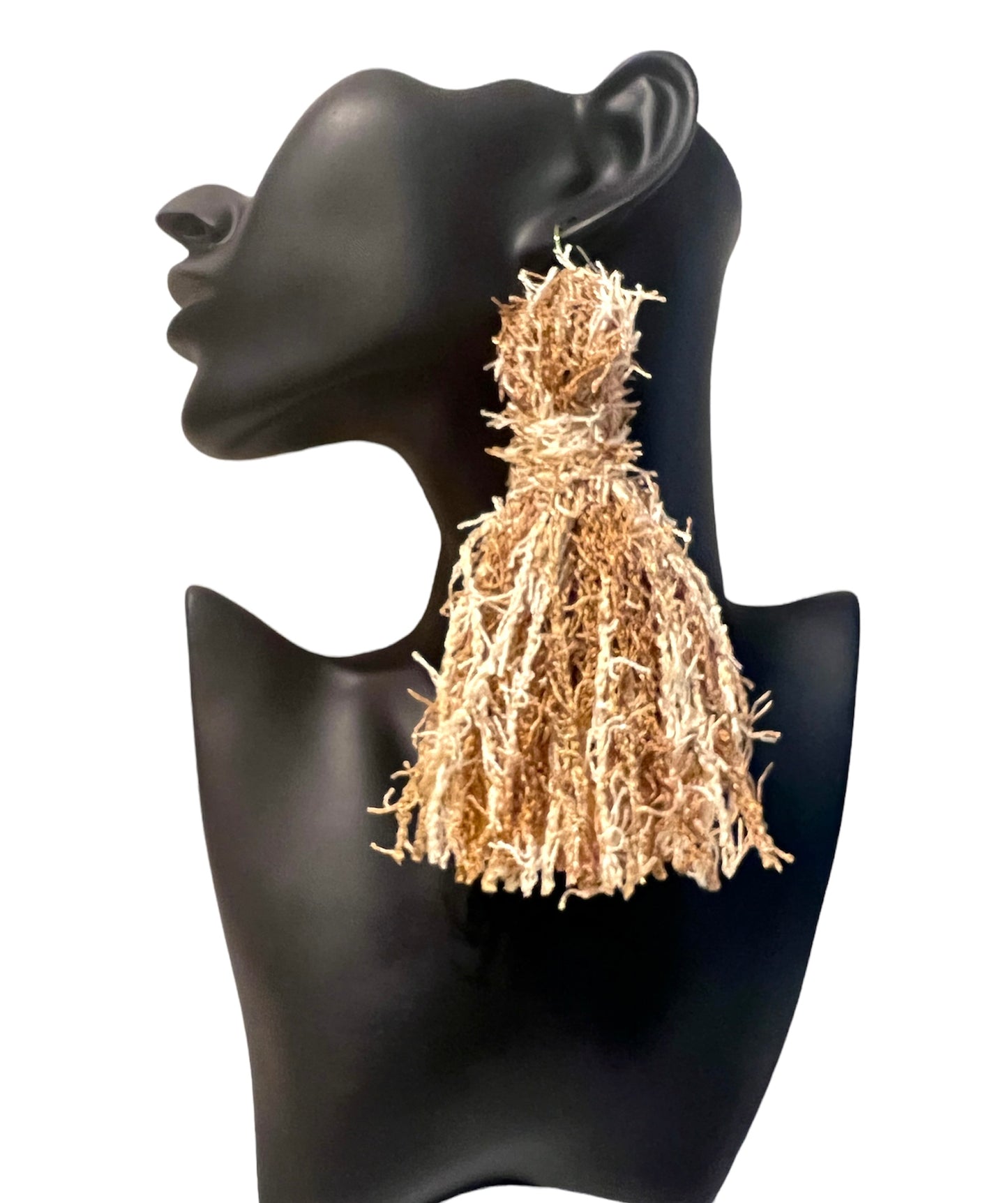 Beach Sand Distressed Yarn Tassel Earring