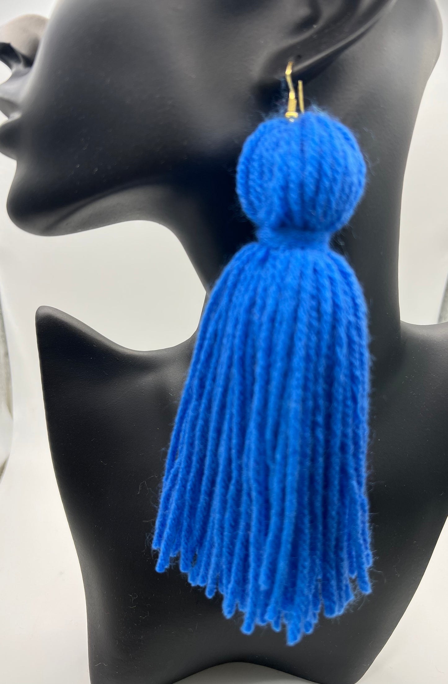 Bluesy Yarn Tassel Earring