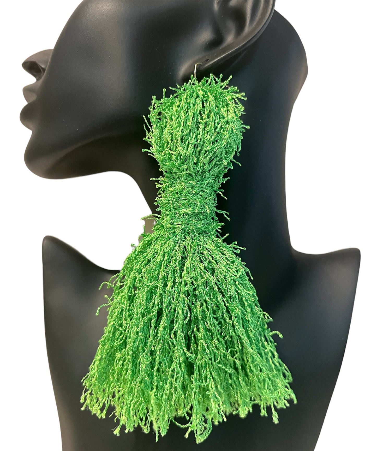 Apple of My Eye Distressed Yarn Tassel Earring