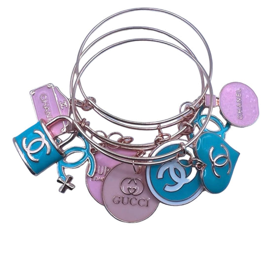 Pink Tiffany Adjustable Bangle/Bracelet Set