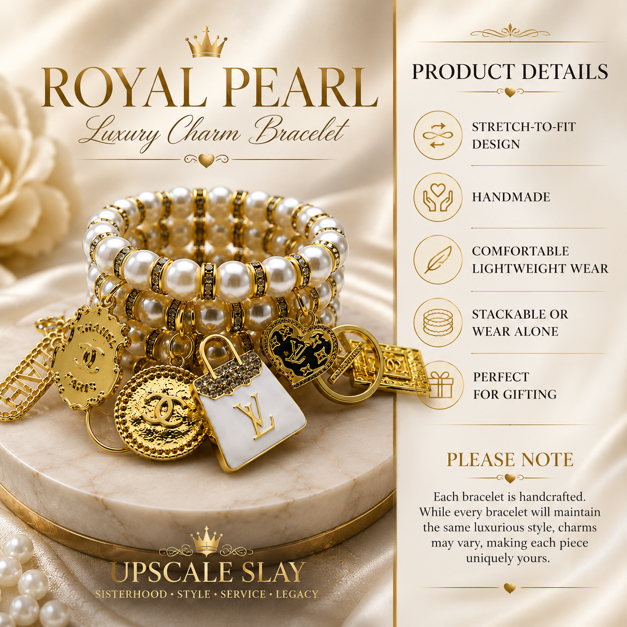 Royal Pearl Luxury Charm Bracelet