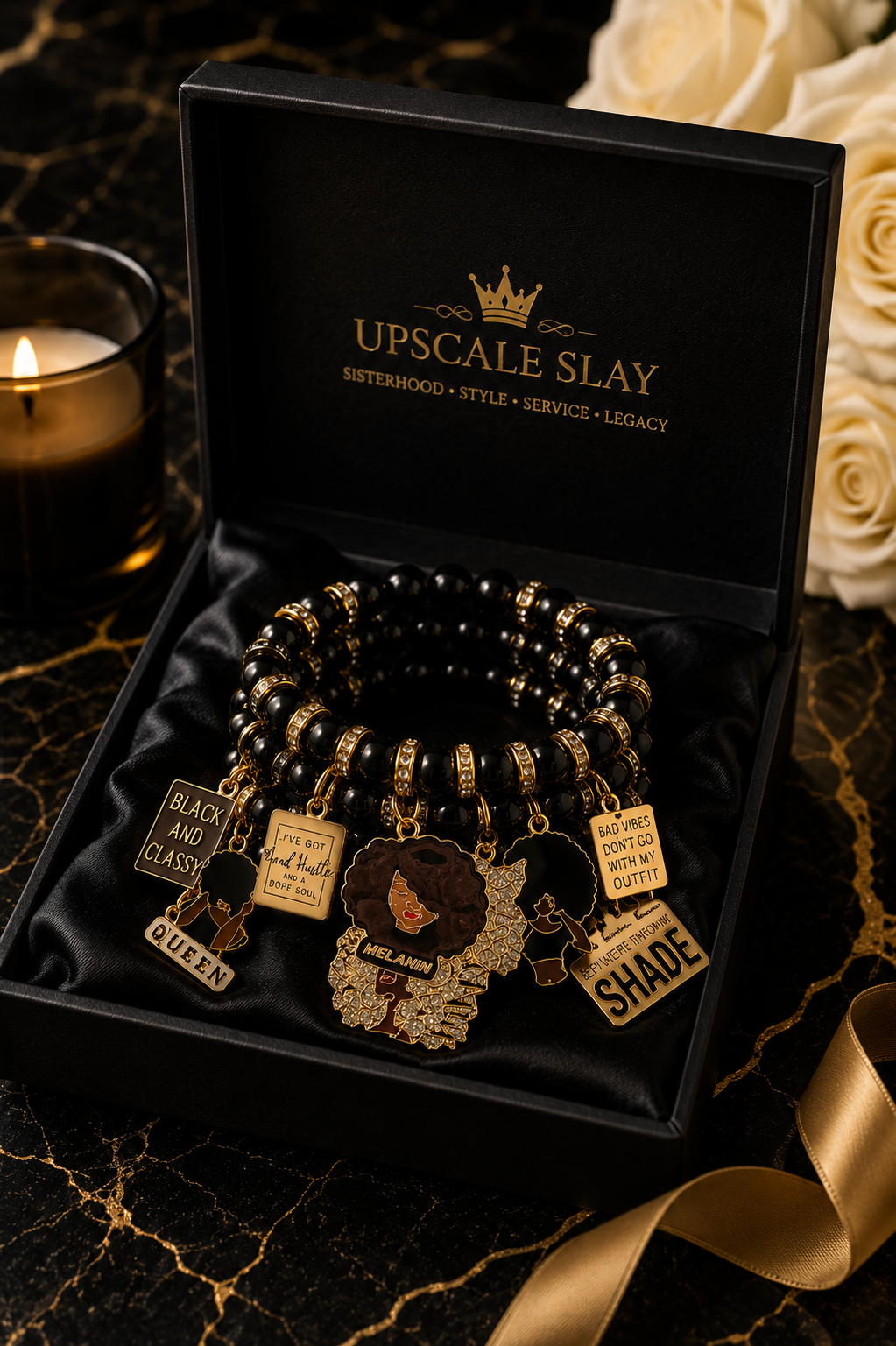 Melanin Majesty Luxury Charm Bracelet