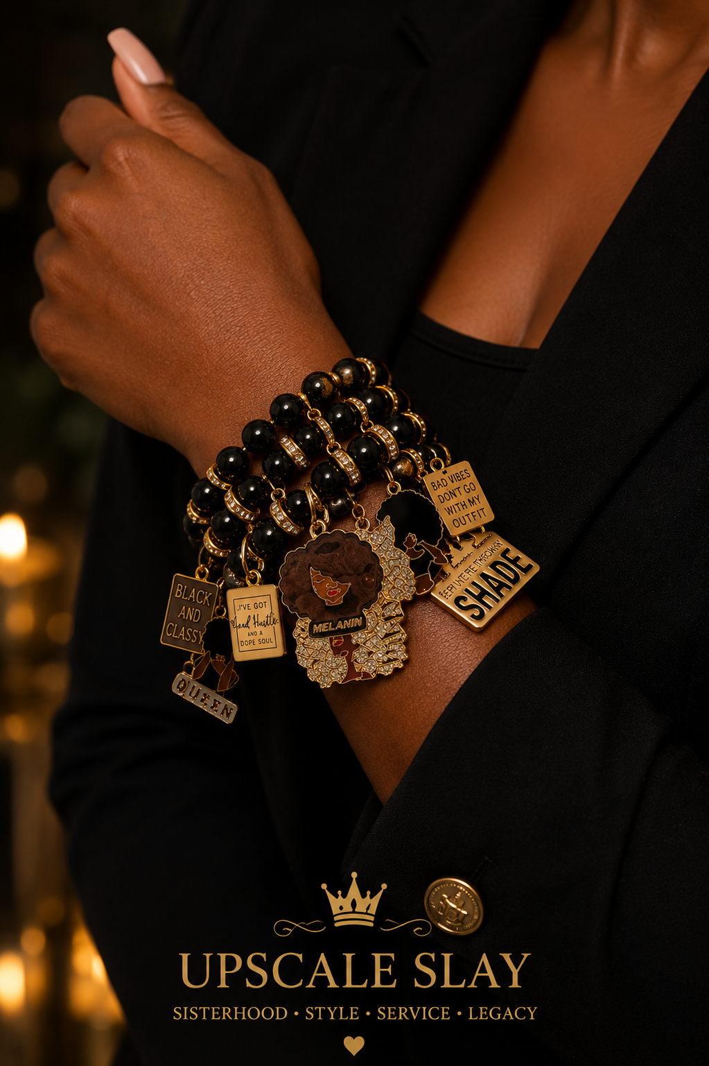 Melanin Majesty Luxury Charm Bracelet