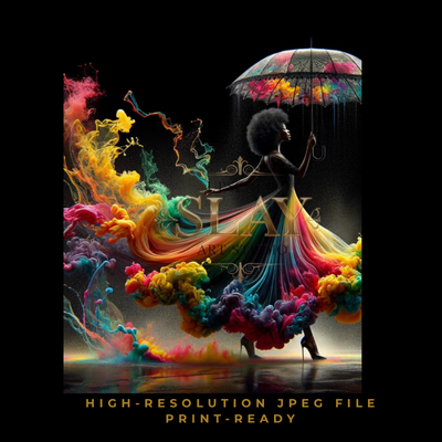 She Carries the Storm in Color" – Digital Wall Art