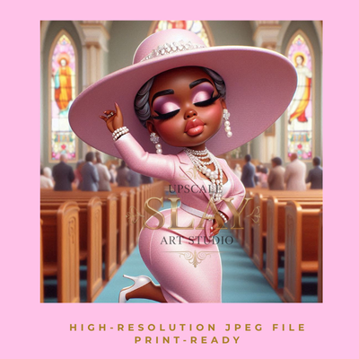 Sanctified & Slayed in Pink –  Church Lady Art Print