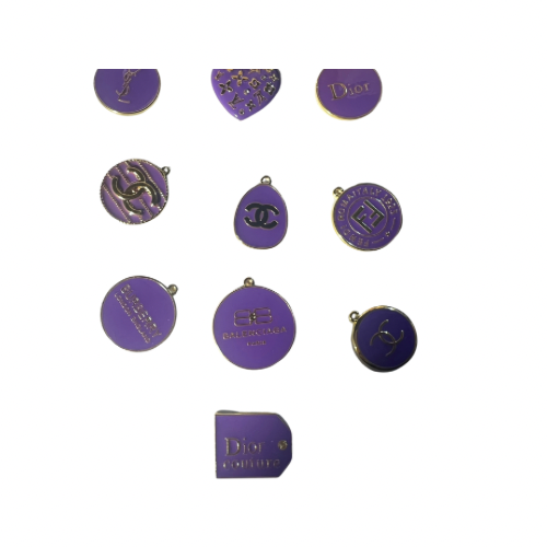 My Purple Heart Charm Set Charms Trimmed in Gold-Comes With 10 Charms