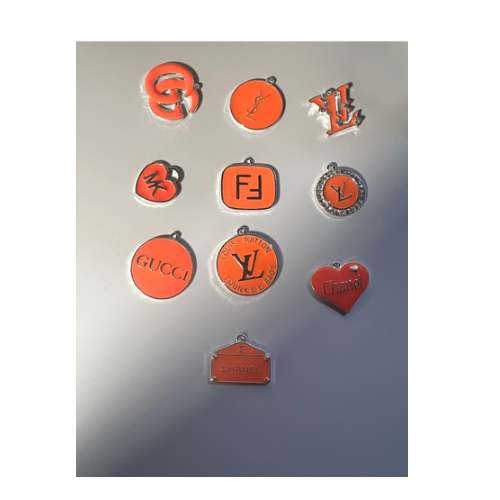 My Orange Heart Charm Set Trimmed in Silver-Comes With 10 Charms