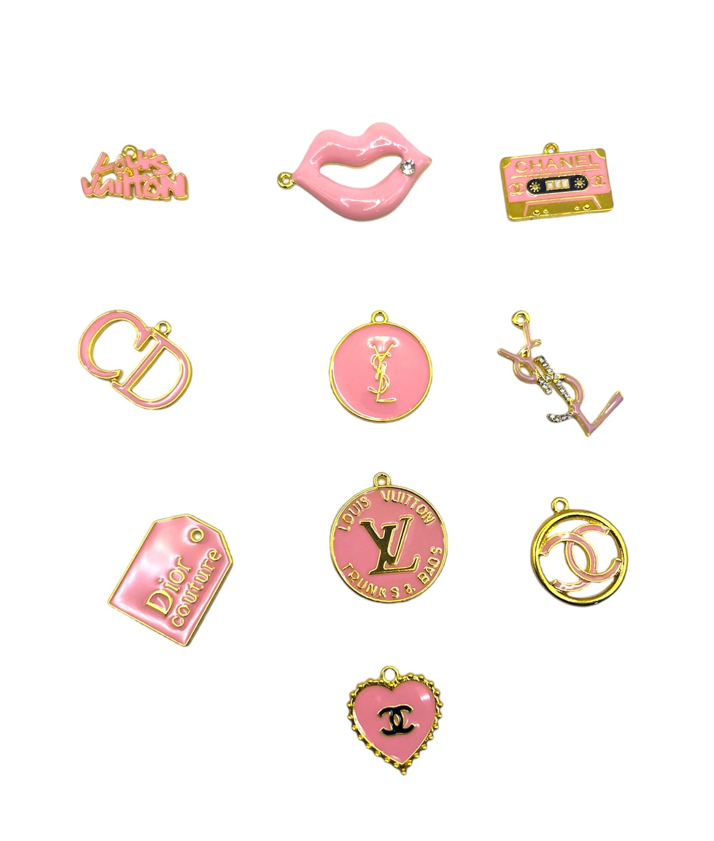 Pink World Hot Pink Charms Trimmed in Gold