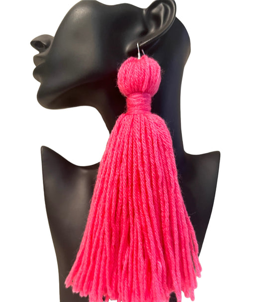 Handful of Roses Yarn Tassel Earring