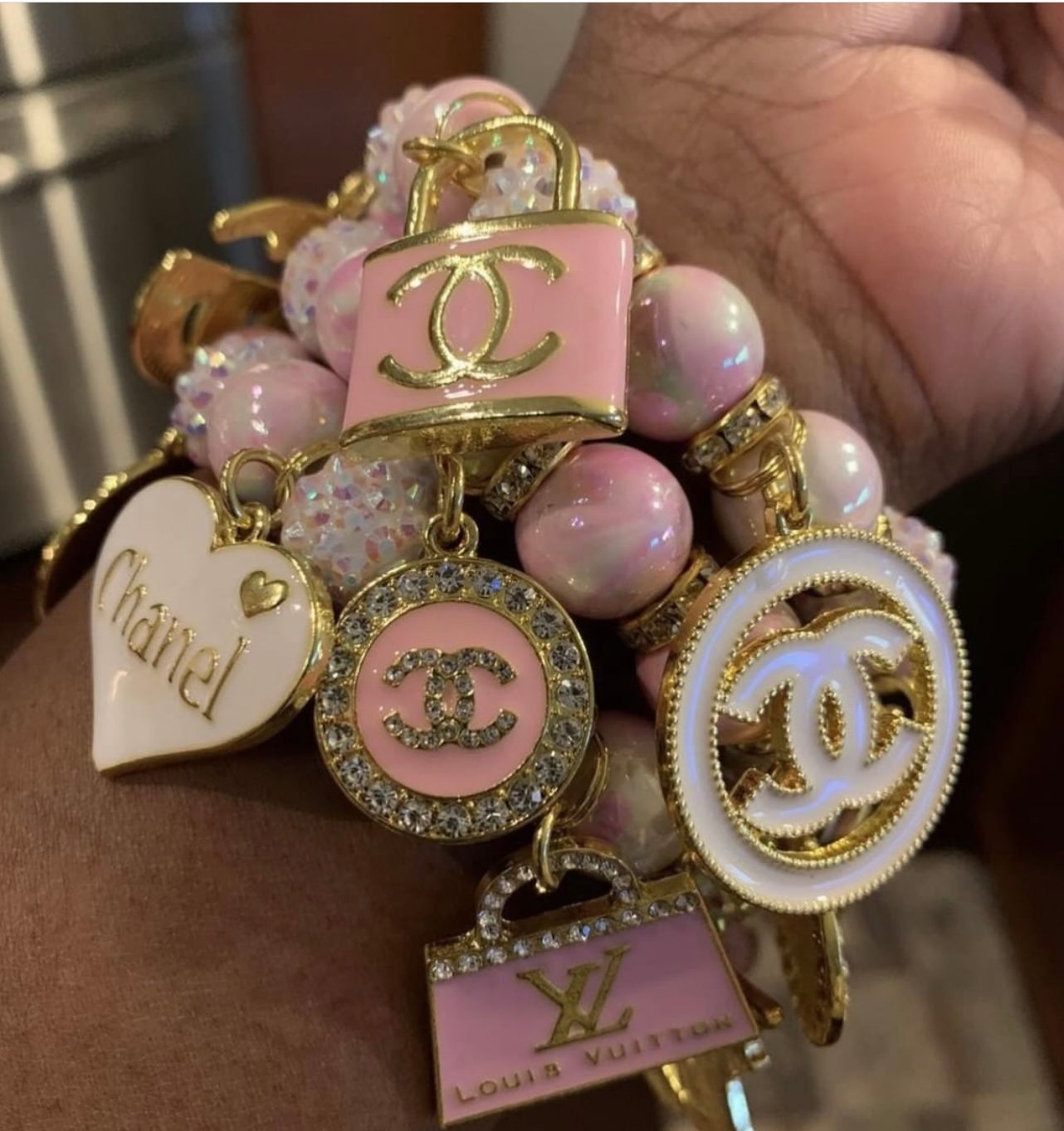 Bling Apple Watch face paired with pandora bracelets   Apple watch bands  women Apple watch fashion Apple watch bracelets