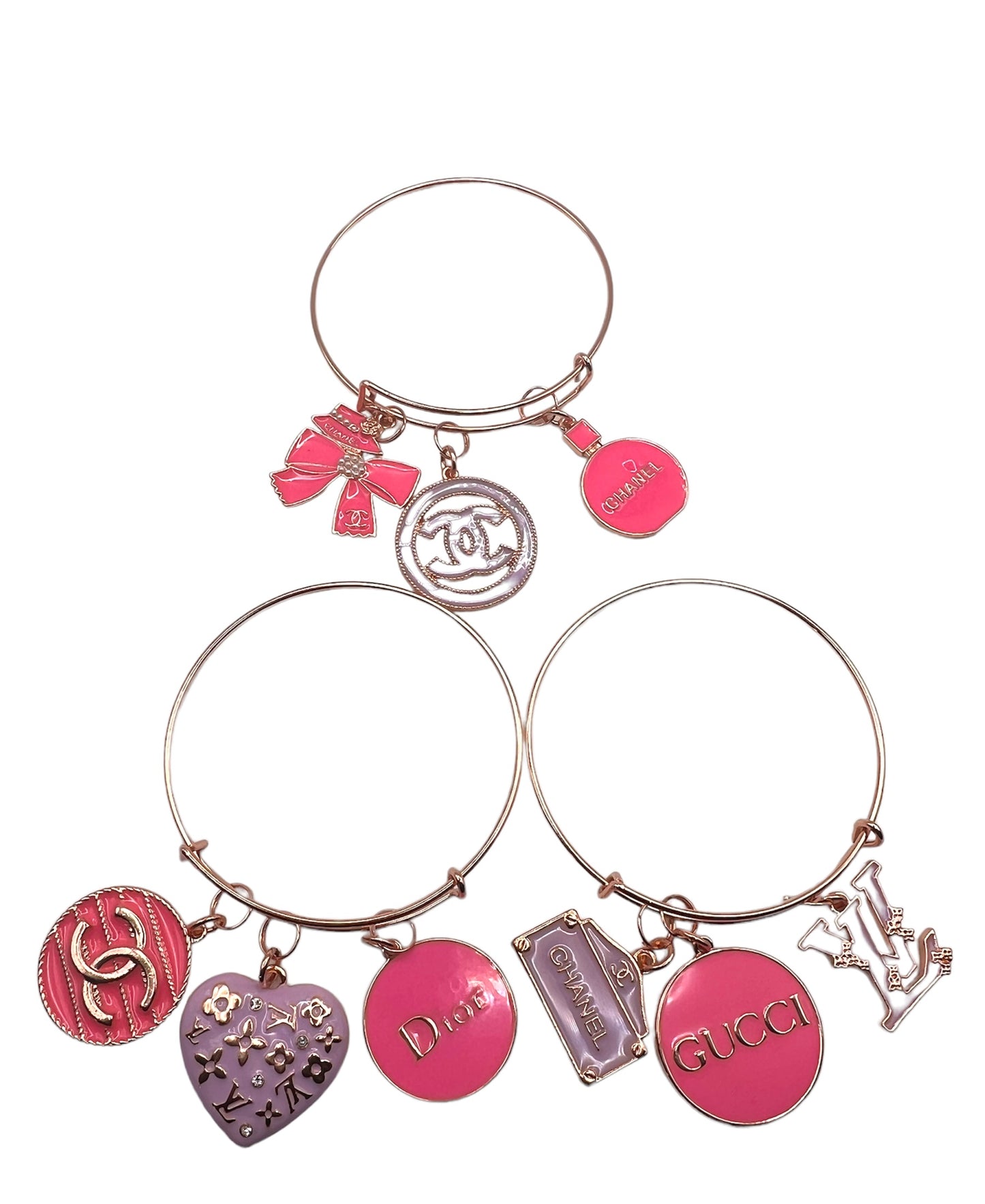 Pink Lillies  Adjustable Bangle/Bracelet Set
