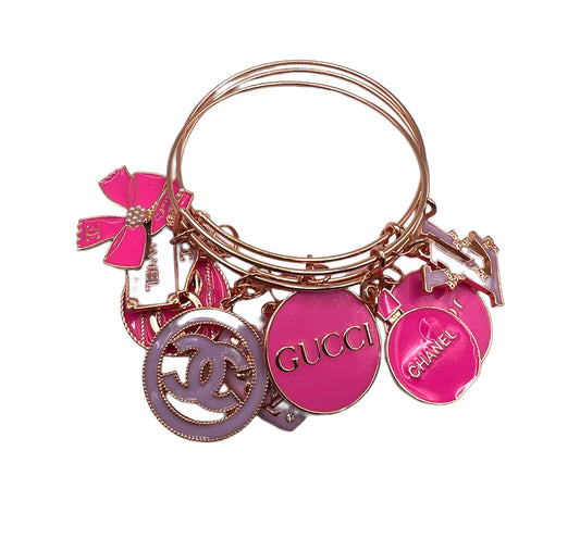Pink Lillies  Adjustable Bangle/Bracelet Set