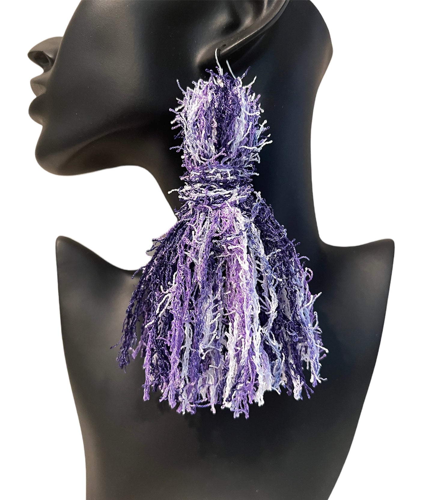 Grape Jam Distressed Yarn Tassel Earring