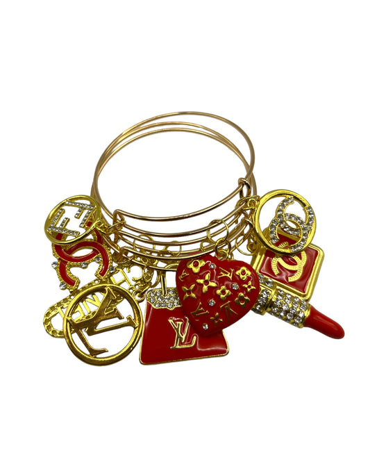 Red Hot Adjustable Bangle/Bracelet Set